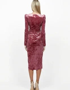 Midi Dresses<Bariano LINA LONG SLEEVE DRAPED MIDI BL59D17S