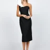 Midi Dresses | All Dresses<Bariano LINDY ONE SHOULDER PUFF MIDI BL71D05S BLACK/WHITE