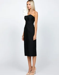 Midi Dresses | All Dresses<Bariano LINDY ONE SHOULDER PUFF MIDI BL71D05S BLACK/WHITE