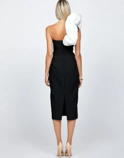 Midi Dresses | All Dresses<Bariano LINDY ONE SHOULDER PUFF MIDI BL71D05S BLACK/WHITE