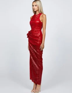 Maxi Dresses | All Dresses<Bariano LYRA HALTER NECK RUCHED SEQUIN GOWN B68D11L