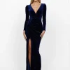 Long Sleeve Dresses | Maxi Dresses<Bariano MABEL V NECK LONG SLEEVE MAXI BL55D01L INDIGO
