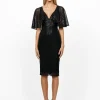 Midi Dresses | All Dresses<Bariano MACI CAPE SLEEVE SEQUIN MIDI BL56D12S BLACK