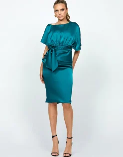 Midi Dresses<Bariano MARGRET OFF SHOULDER MIDI BL74D11S DEEP GREEN