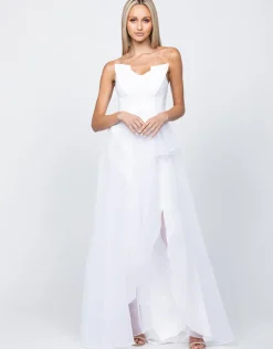 Gowns / Ballgowns<Bariano MEGAN ORIGAMI GOWN B53D24HL WHITE/SILVER