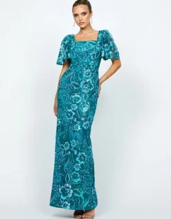 Formal / Prom Dresses | Maxi Dresses<Bariano MILENA SQUARE NECK GOWN B74D46L TEAL