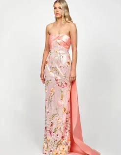 Formal / Prom Dresses | Maxi Dresses<Bariano MURPHY DRAPED SEQUIN GOWN B73D37L SILVER/PINK MULTI