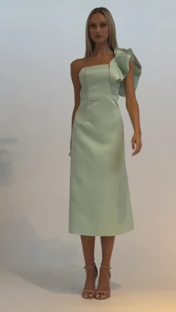 Formal / Prom Dresses | Midi Dresses<Bariano NASSAR FRILL SHOULDER MIDI BL71D52S SEAFOAM