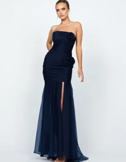 Gowns / Ballgowns | All Dresses<Bariano NEVAEH GATHERED ORGANZA GOWN B69D14L NAVY
