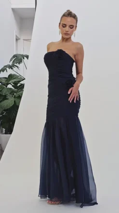 Gowns / Ballgowns | All Dresses<Bariano NEVAEH GATHERED ORGANZA GOWN B69D14L NAVY