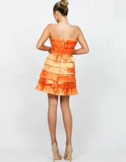 Mini Dresses | All Dresses<Bariano NYMA PLEATED FRILLS MINI DRESS BL68D67S APRICOT