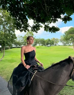 Formal / Prom Dresses | Gowns / Ballgowns<Bariano PEYTON STRAPLESS POLKA DOT BALL GOWN B70D29HL BLACK