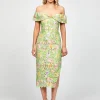 Midi Dresses | All Dresses<Bariano PHIONA OFF SHOULDER COLUMN MIDI BL73D03S GREEN MULTI