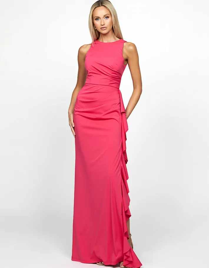 Gowns / Ballgowns | All Dresses<Bariano RAELYNN HIGH NECK FRILL GOWN B69D19L