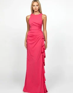 Gowns / Ballgowns | All Dresses<Bariano RAELYNN HIGH NECK FRILL GOWN B69D19L