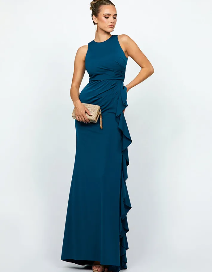 Gowns / Ballgowns | All Dresses<Bariano RAELYNN HIGH NECK FRILL GOWN B69D19L