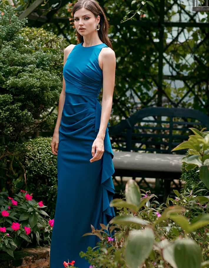 Gowns / Ballgowns | All Dresses<Bariano RAELYNN HIGH NECK FRILL GOWN B69D19L