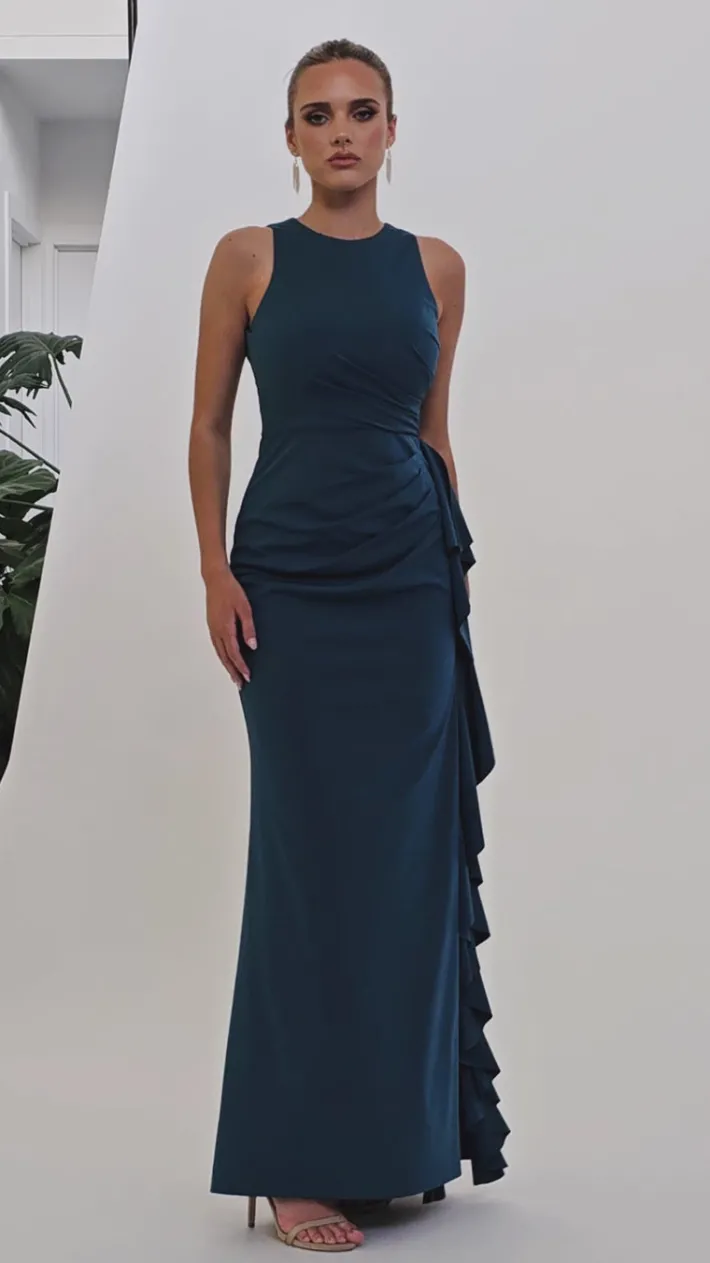 Gowns / Ballgowns | All Dresses<Bariano RAELYNN HIGH NECK FRILL GOWN B69D19L