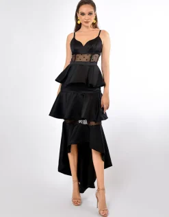 Formal / Prom Dresses | Gowns / Ballgowns<Bariano RAYNE POLKA DOT TIERED DRESS B70D30HL BLACK