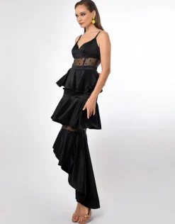 Formal / Prom Dresses | Gowns / Ballgowns<Bariano RAYNE POLKA DOT TIERED DRESS B70D30HL BLACK