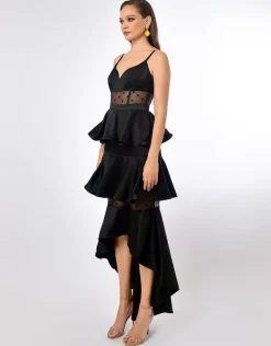Formal / Prom Dresses | Gowns / Ballgowns<Bariano RAYNE POLKA DOT TIERED DRESS B70D30HL BLACK