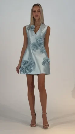 Mini Dresses | All Dresses<Bariano RELENE FLORAL MINI B71D62S LIGHT BLUE