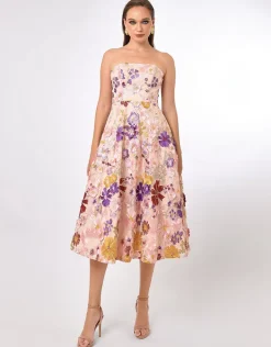 Midi Dresses<Bariano ROWAN STRAPLESS FLORAL MIDI BL70D01S FLORAL MULTI