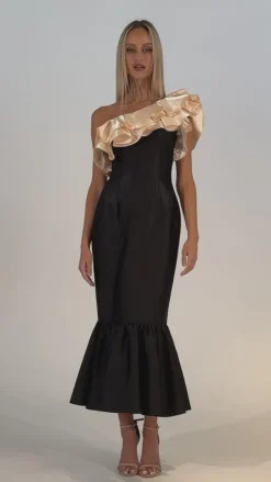 Formal / Prom Dresses | Maxi Dresses<Bariano RYLAI ONE SHOULDER FISHTAIL MIDAXI B71D59S BLACK/NUDE