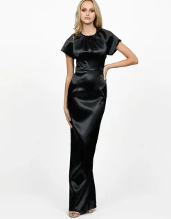 All Dresses<Bariano SAMPLE PENNY PUFF SLEEVE COLUMN MAXI SAMPLE B57BD37L BLACK