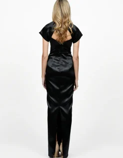 All Dresses<Bariano SAMPLE PENNY PUFF SLEEVE COLUMN MAXI SAMPLE B57BD37L BLACK