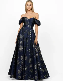 Formal / Prom Dresses | Gowns / Ballgowns<Bariano SANDY SWEETHEART OFF SHOULDER GOWN B56D07L NAVY/GOLD