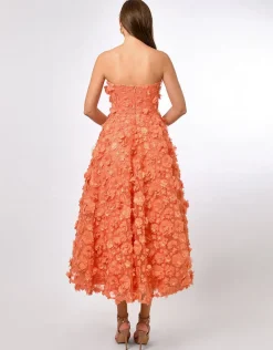 Midi Dresses<Bariano SAVANNA STRAPLESS FLORAL MIDAXI B70D05L CORAL