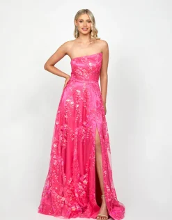 Gowns / Ballgowns | All Dresses<Bariano SERRA ASYMMETRIC GOWN B73D04L FUCHSIA