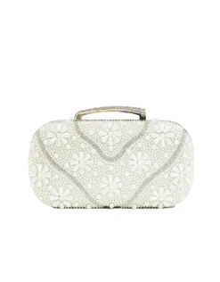 Clutches<Bariano BLOOSOM BEADED CLUTCH J74BG11 SILVER