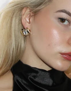 Jewellery<Bariano SPARKLES SQUARE GEMSTONE EARRINGS GOLD