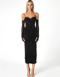 Long Sleeve Dresses | Midi Dresses<Bariano STARRY NIGHT SLEEVED MIDI BL66D02S BLACK/BLACK LINING