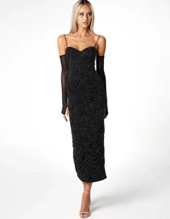 Long Sleeve Dresses | Midi Dresses<Bariano STARRY NIGHT SLEEVED MIDI BL66D02S BLACK/BLACK LINING