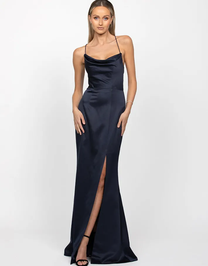 Gowns / Ballgowns | All Dresses<Bariano STEPHANIE COWL DRAPED SATIN GOWN B34D15L