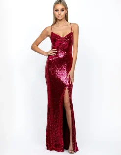Gowns / Ballgowns | Maxi Dresses<Bariano STEPHANIE COWL DRAPED SEQUIN GOWN B34D15LSE