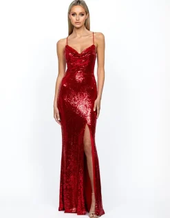 Gowns / Ballgowns | Maxi Dresses<Bariano STEPHANIE COWL DRAPED SEQUIN GOWN B34D15LSE