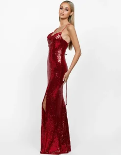 Gowns / Ballgowns | Maxi Dresses<Bariano STEPHANIE COWL DRAPED SEQUIN GOWN B34D15LSE