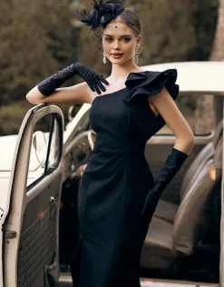Gowns / Ballgowns | All Dresses<Bariano SUE FRILL SHOULDER GOWN BB33D31LW