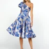 Midi Dresses | All Dresses<Bariano TALIA ONE SHOULDER DRESS BL67D03S BLUE