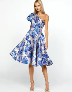 Midi Dresses | All Dresses<Bariano TALIA ONE SHOULDER DRESS BL67D03S BLUE