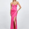 Formal / Prom Dresses | Maxi Dresses<Bariano THE CITY PLEATED HIGH SPLIT GOWN B68D25L BARBIE PINK