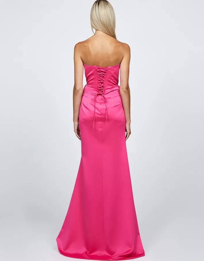 Formal / Prom Dresses | Maxi Dresses<Bariano THE CITY PLEATED HIGH SPLIT GOWN B68D25L BARBIE PINK