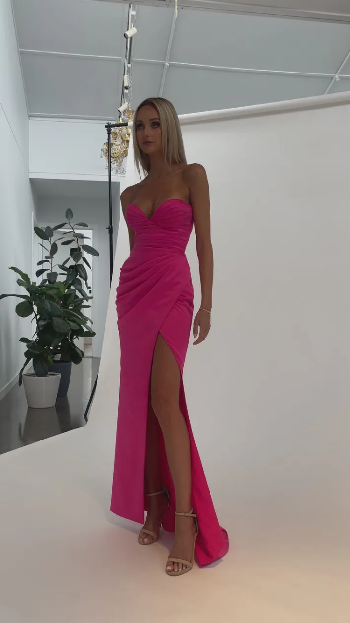 Formal / Prom Dresses | Maxi Dresses<Bariano THE CITY PLEATED HIGH SPLIT GOWN B68D25L BARBIE PINK