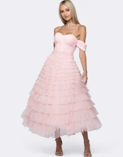 Formal / Prom Dresses | Midi Dresses<Bariano THEODORA OFF SHOULDER TEA LENGTH MIDI B64D16S