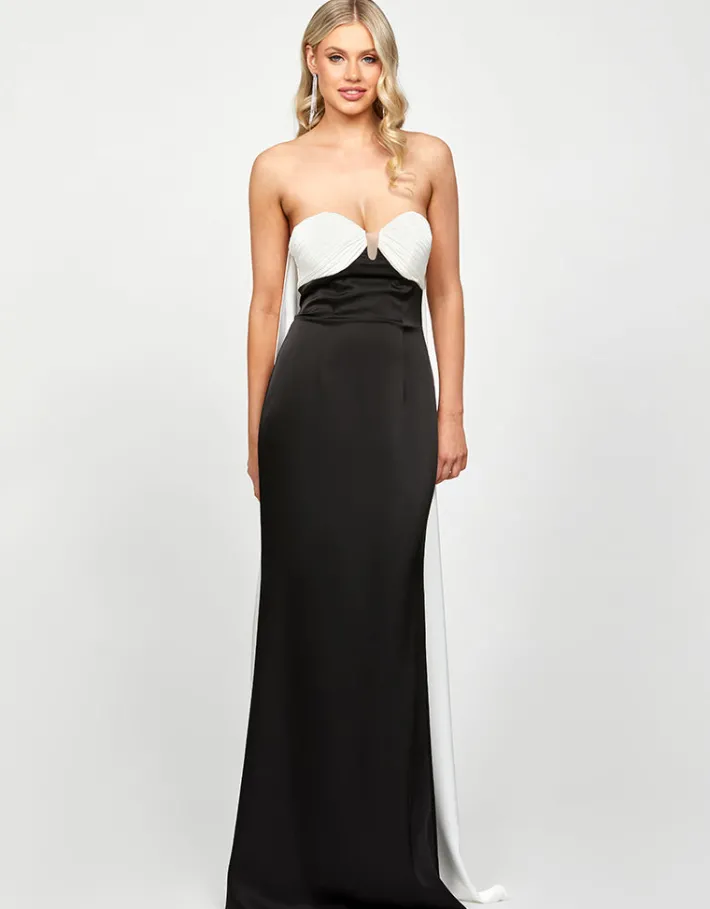 Formal / Prom Dresses | Maxi Dresses<Bariano TONAIYA DRAPED GOWN B73D20L BLACK/WHITE