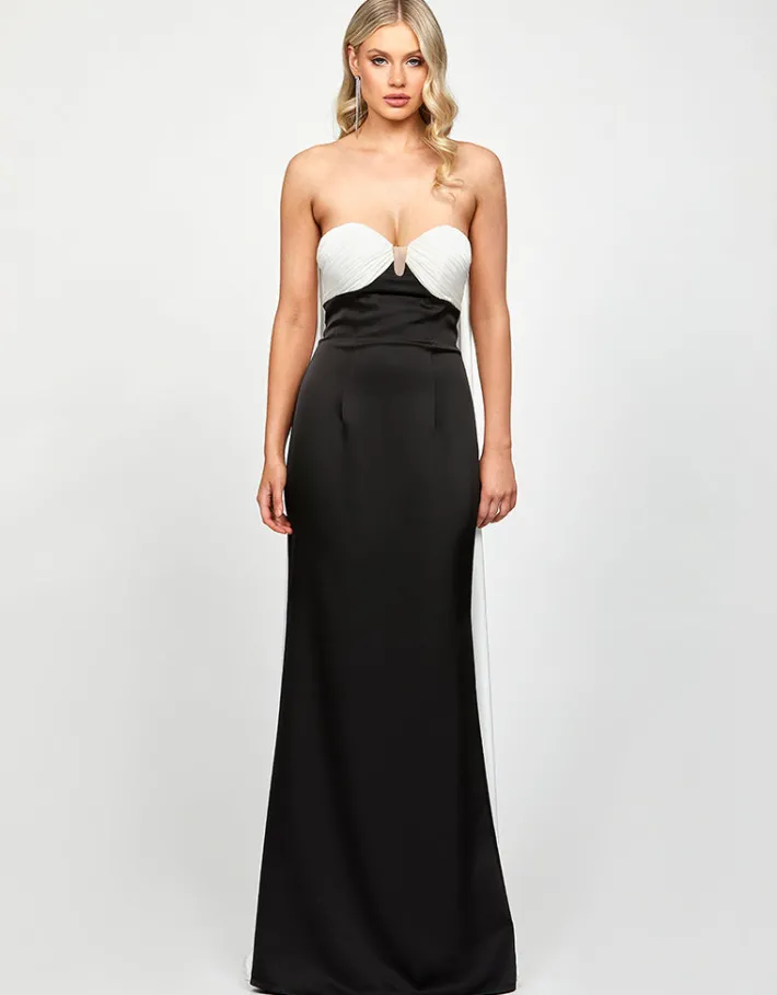 Formal / Prom Dresses | Maxi Dresses<Bariano TONAIYA DRAPED GOWN B73D20L BLACK/WHITE